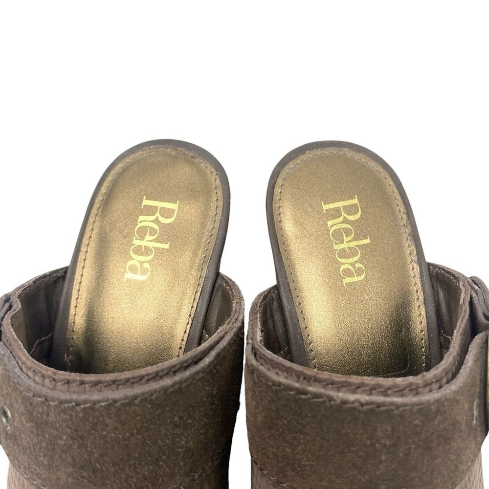 Reba Womens Size 7 Kaelyn Suede Leather Textured Slide Mule Booties Buckle Brown - Picture 10 of 12